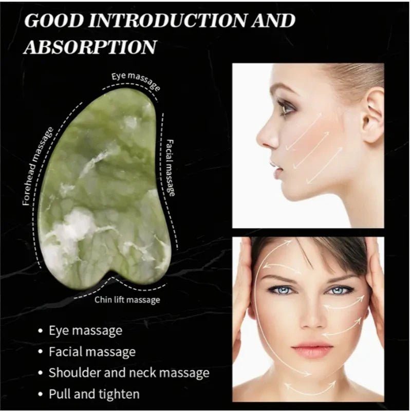 Natural Jade Face Roller And Gua Sha Massage Set