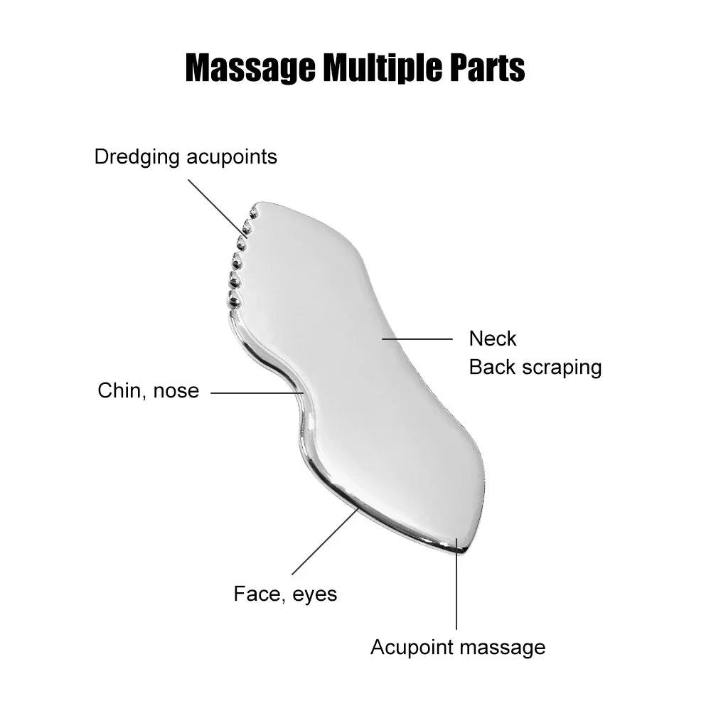 Stainless Steel Facial Roller & Gua Sha Massage Set